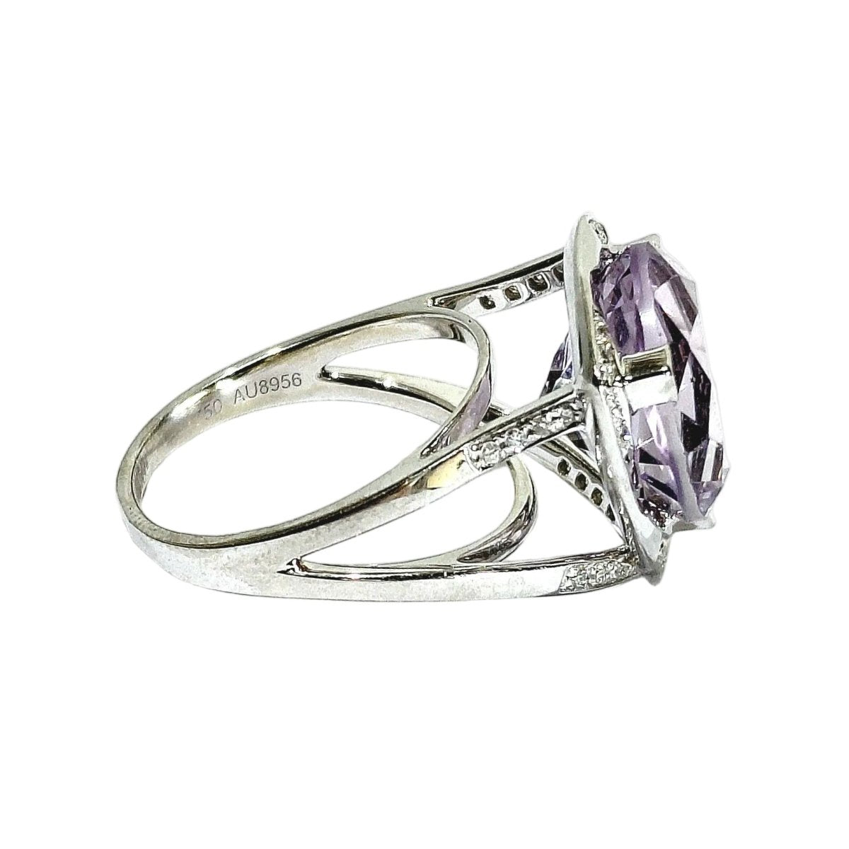 Bague Solitaire MAUBOUSSIN "Mes coules à toi" en or blanc, améthyste et diamants - Castafiore