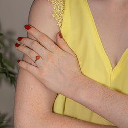 Bague Solitaire Or rose Corail - Castafiore