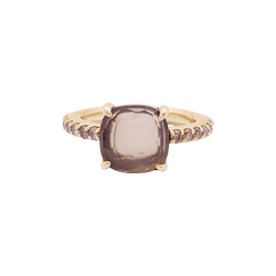 Bague Solitaire POMELLATO "Baby" en or rose, quartz et diamants - Castafiore