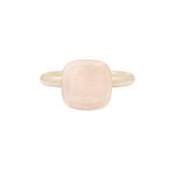 Bague Solitaire POMELLATO "Nudo Classic" en or blanc, or rose et quartz - Castafiore