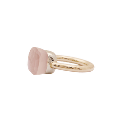 Bague Solitaire POMELLATO "Nudo Classic" en or blanc, or rose et quartz - Castafiore