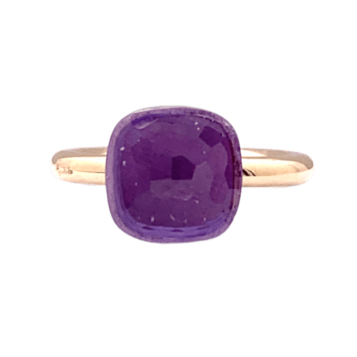Bague Solitaire POMELLATO "Nudo Classic" en or rose, or blanc et améthyste - Castafiore