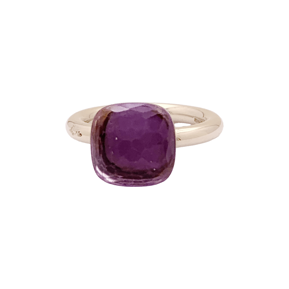 Bague Solitaire POMELLATO "Nudo Classic" en or rose, or blanc et améthyste - Castafiore