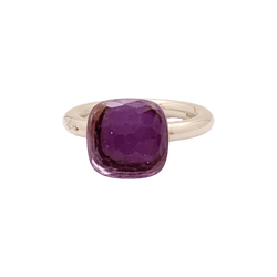 Bague Solitaire POMELLATO "Nudo Classic" en or rose, or blanc et améthyste - Castafiore