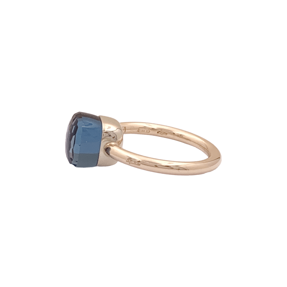 Bague Solitaire POMELLATO "Nudo" en or rose, or blanc et topaze - Castafiore