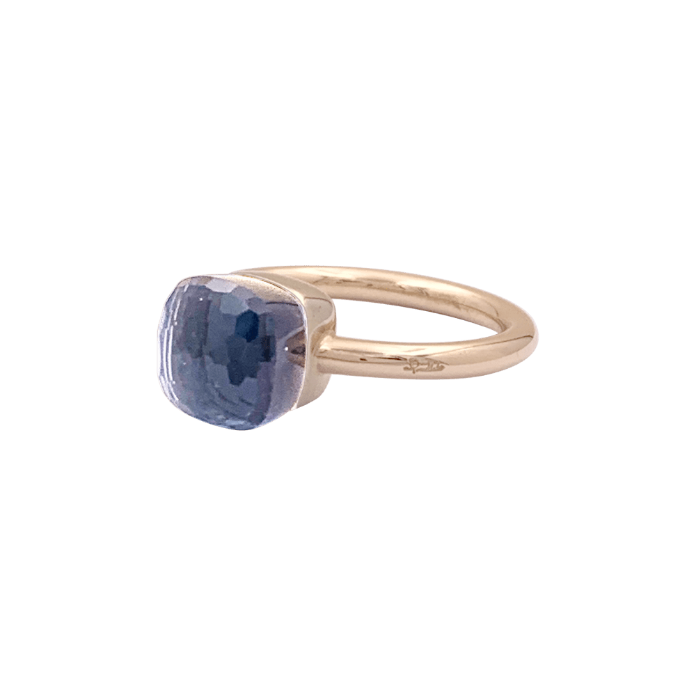 Bague Solitaire POMELLATO "Nudo" en or rose, or blanc et topaze - Castafiore
