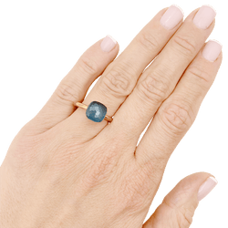 Bague Solitaire POMELLATO "Nudo" en or rose, or blanc et topaze - Castafiore