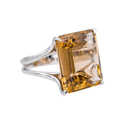 Bague Solitaire STERN en or blanc et quartz - Castafiore
