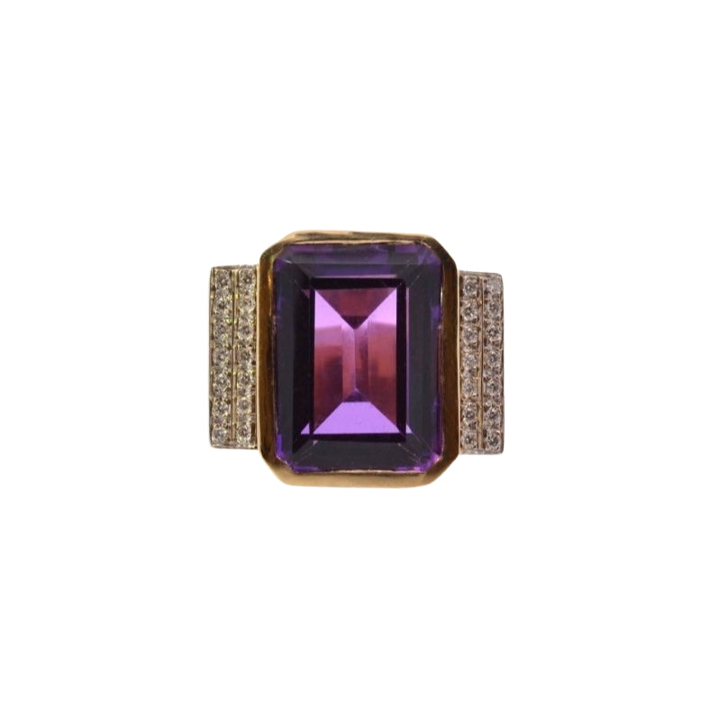 Bague tank améthyste et diamants - Castafiore