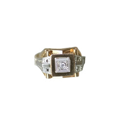 Bague Tank Art Déco deux ors et diamant - Castafiore