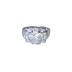 Bague Tank Art Déco Diamants sur Or Blanc et Platine - Castafiore