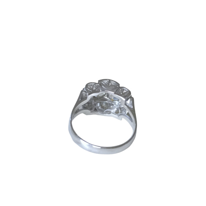 Bague Tank Art Déco Diamants sur Or Blanc et Platine - Castafiore