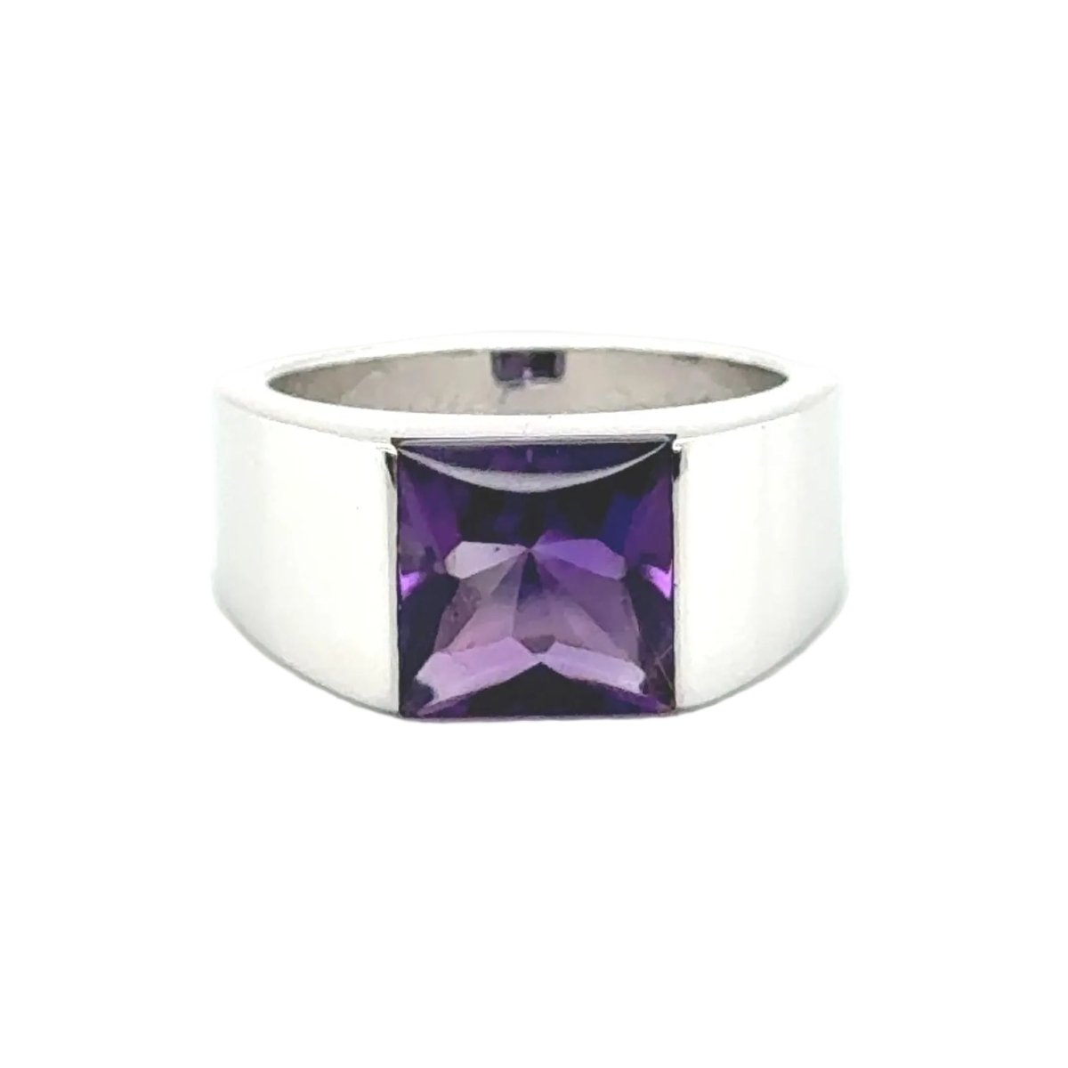 Bague Tank CARTIER en or blanc et améthyste - Castafiore