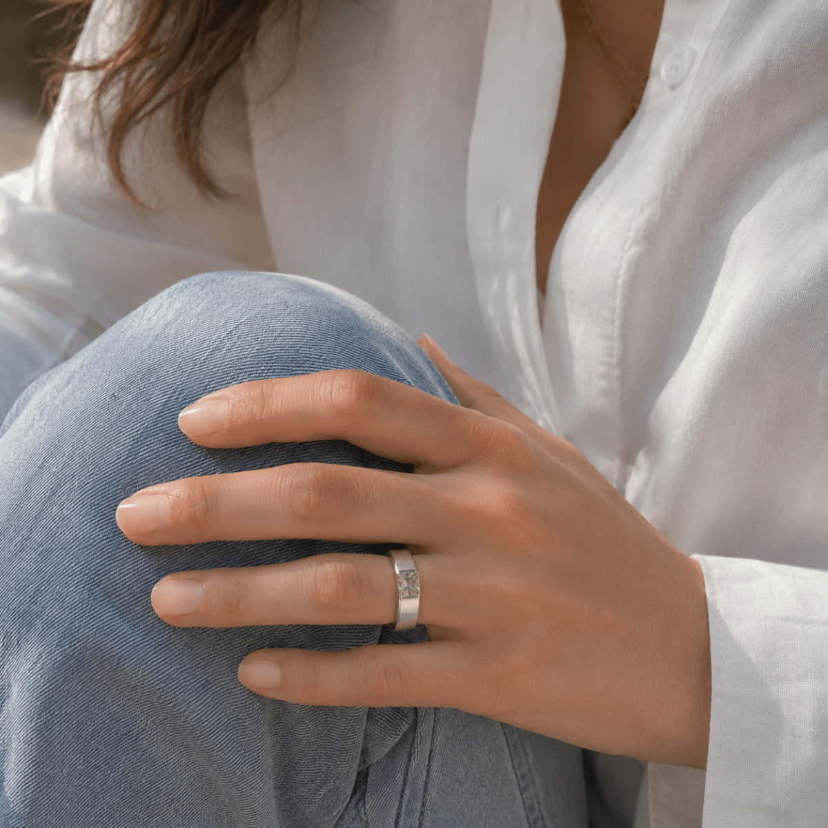 Bague Tank CARTIER en or blanc et tourmaline - Castafiore