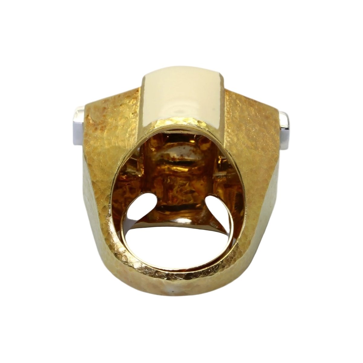 Bague Tank DAVID WEBB en or jaune, émail et diamants - Castafiore