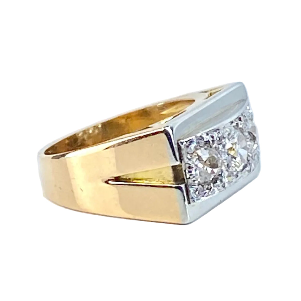 Bague Tank en or 18 carats et platine en diamants - Castafiore