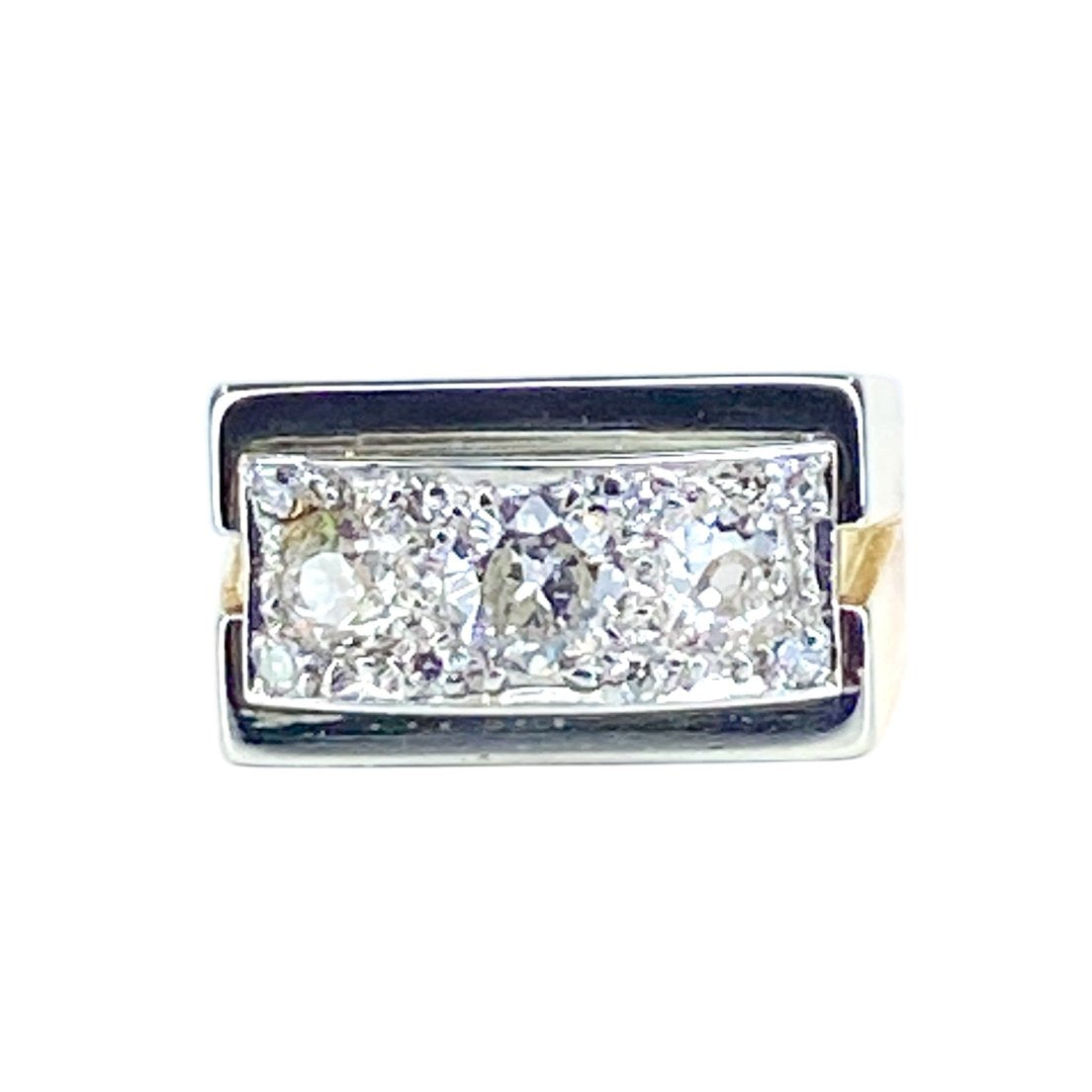 Bague Tank en or 18 carats et platine en diamants - Castafiore