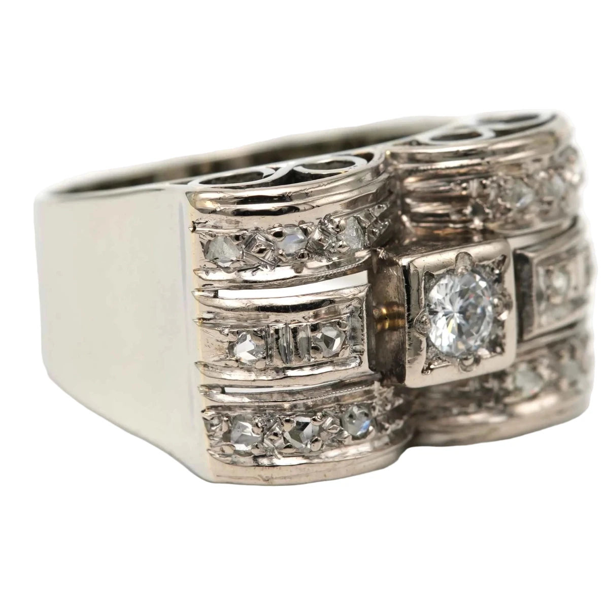 Bague Tank en or blanc et diamants - Castafiore