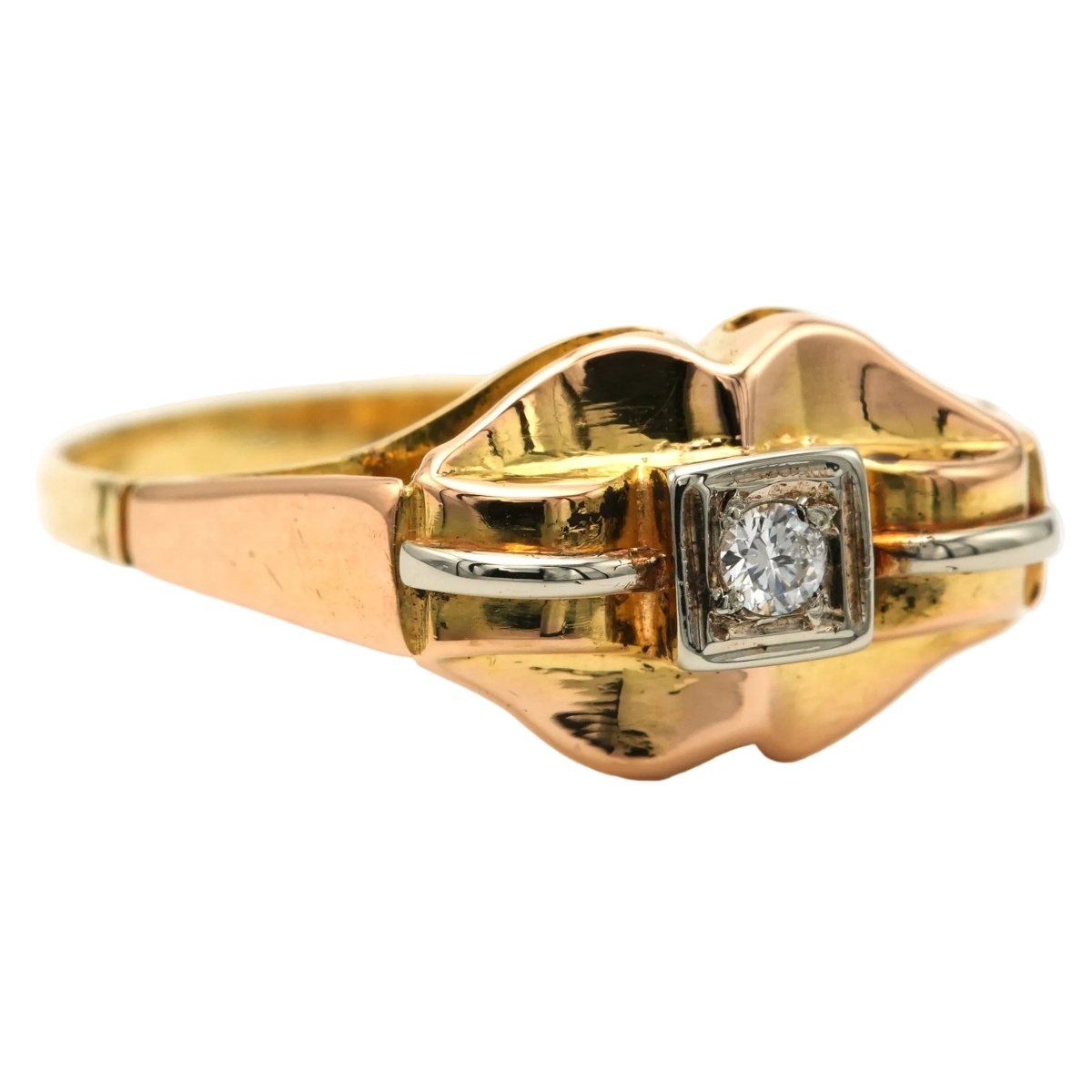 Bague Tank en or blanc, or jaune et diamants - Castafiore
