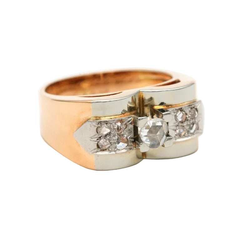 Bague Tank en or blanc, or jaune et diamants - Castafiore
