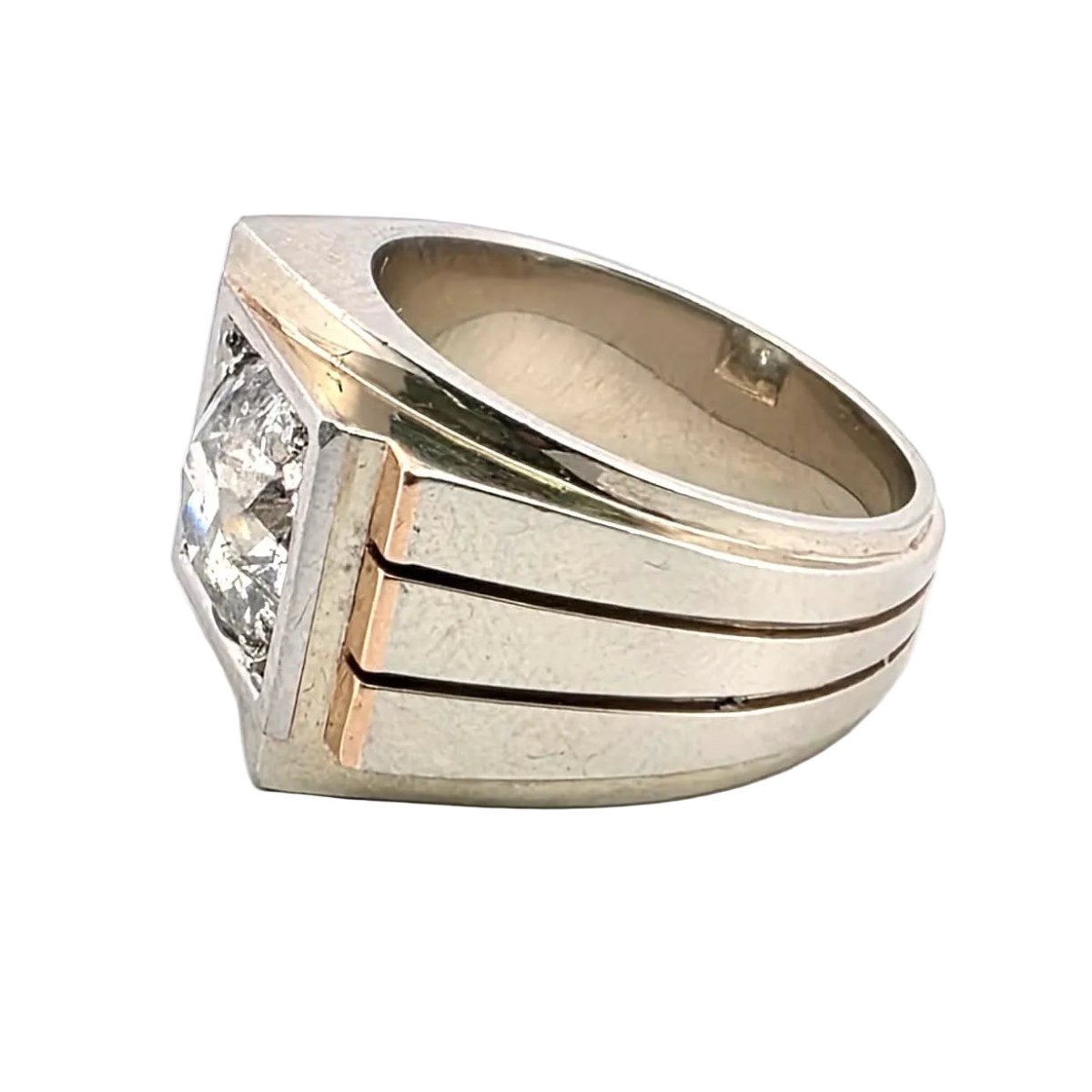Bague Tank en or blanc, or jaune et diamants - Castafiore