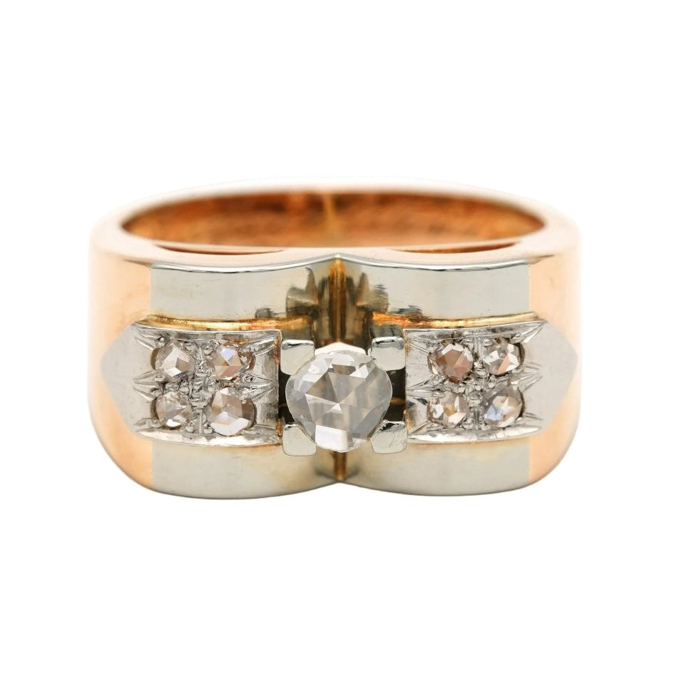 Bague Tank en or blanc, or jaune et diamants - Castafiore