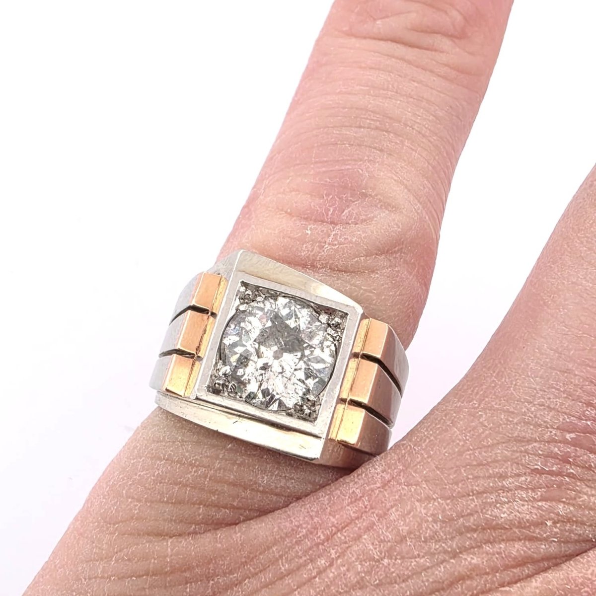 Bague Tank en or blanc, or jaune et diamants - Castafiore