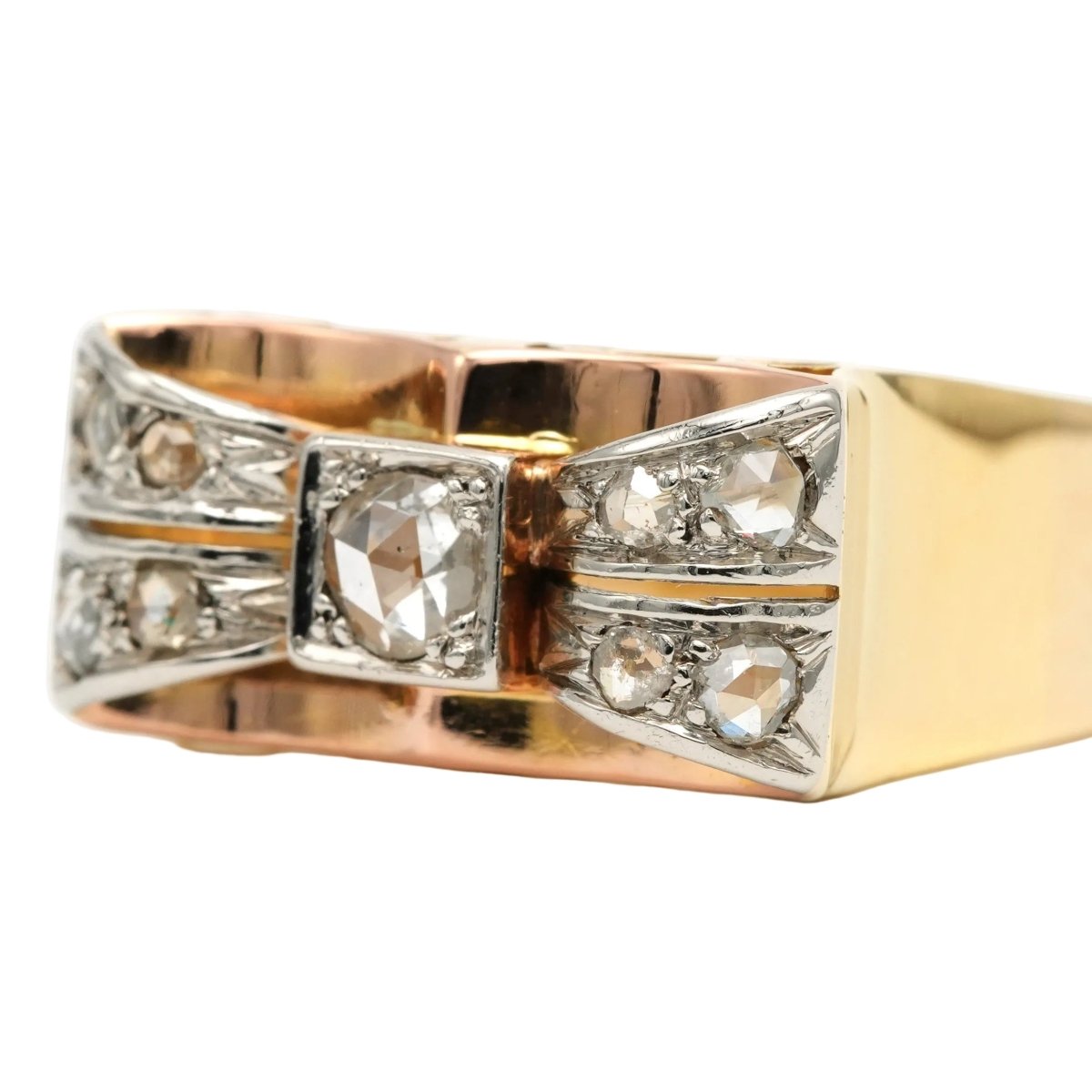 Bague Tank en or blanc, or jaune et diamants - Castafiore