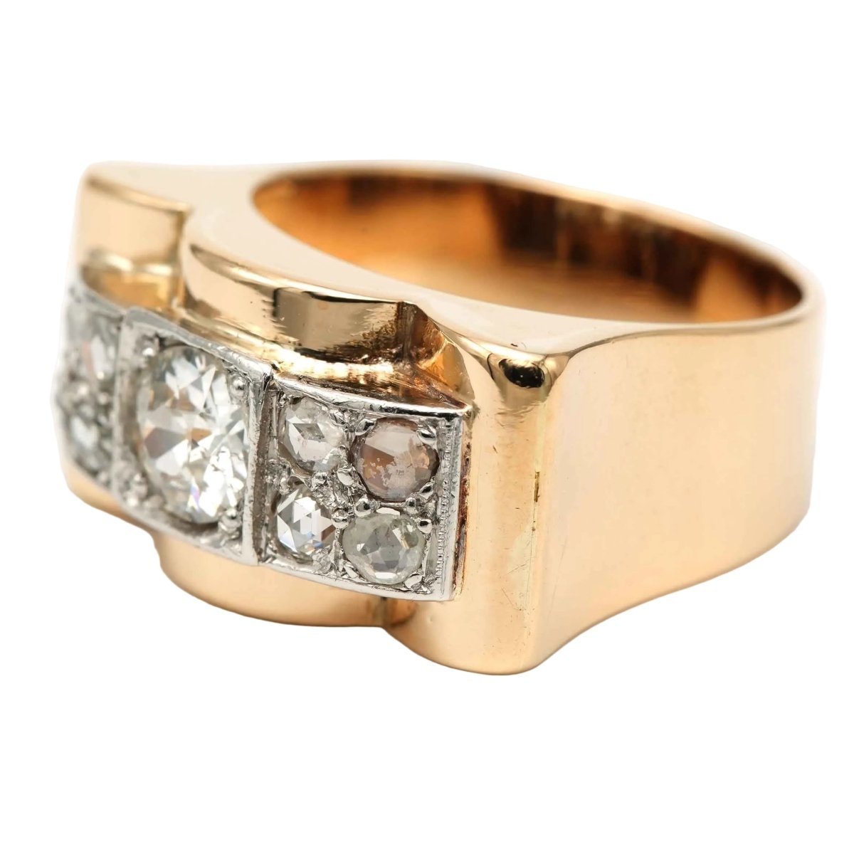 Bague Tank en or blanc, or jaune et diamants - Castafiore
