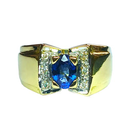 Bague Tank en or blanc, or jaune, saphir et diamants - Castafiore