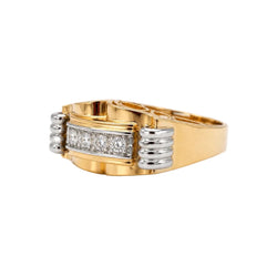 Bague Tank en or blanc, or rose et diamants - Castafiore