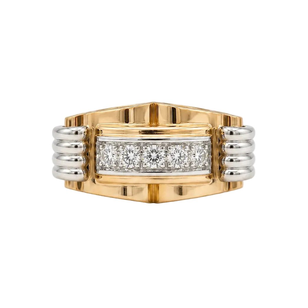 Bague Tank en or blanc, or rose et diamants - Castafiore