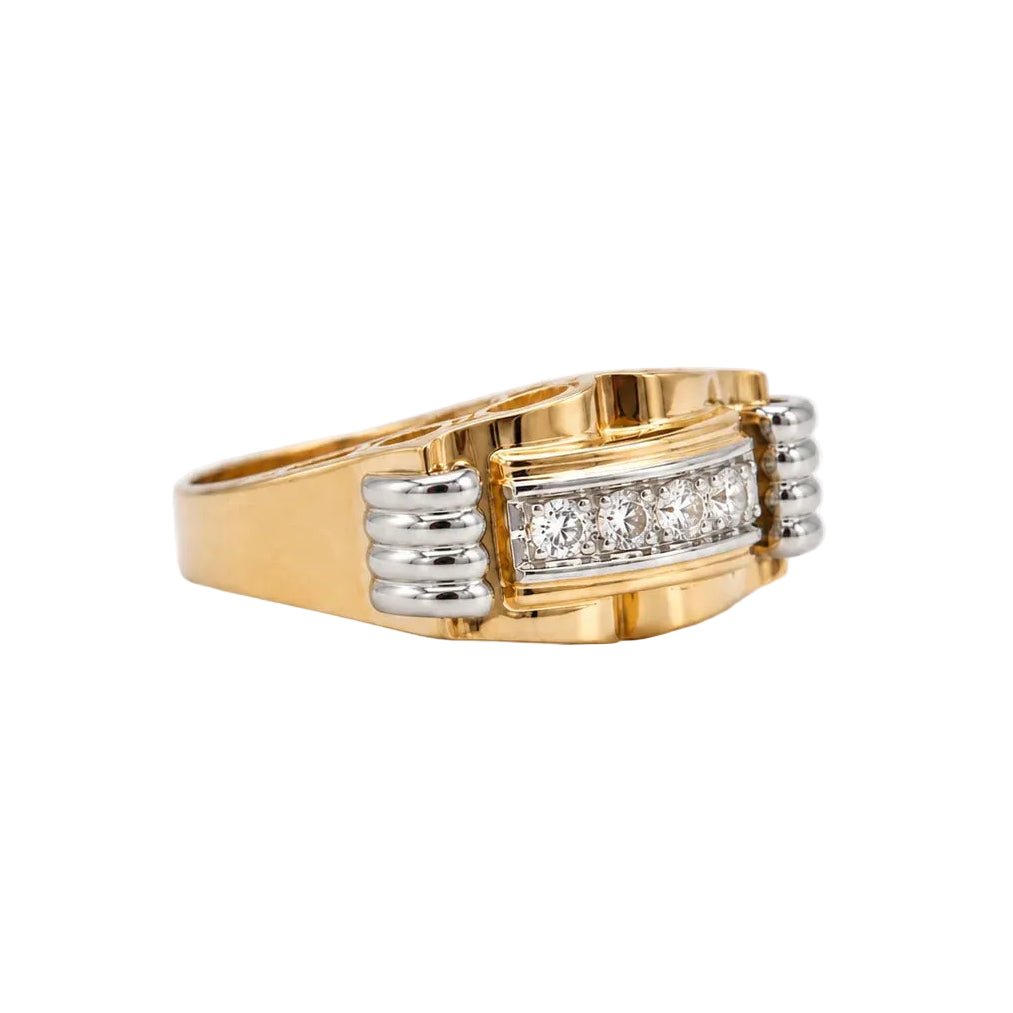 Bague Tank en or blanc, or rose et diamants - Castafiore