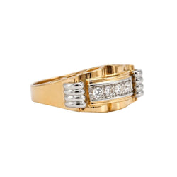Bague Tank en or blanc, or rose et diamants - Castafiore