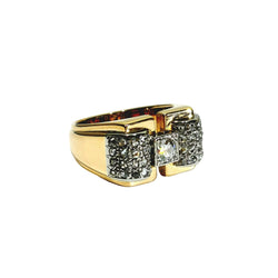 Bague Tank en or blanc, or rose et diamants - Castafiore