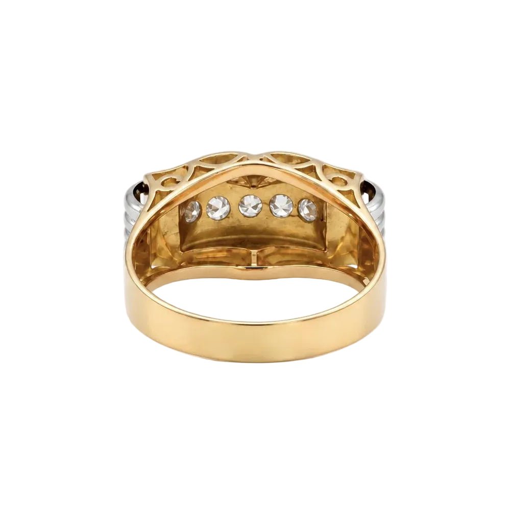 Bague Tank en or blanc, or rose et diamants - Castafiore