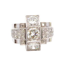 Bague Tank en or blanc, platine et diamants - Castafiore
