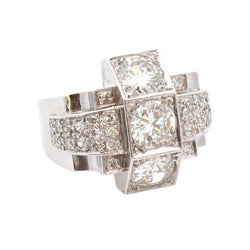 Bague Tank en or blanc, platine et diamants - Castafiore