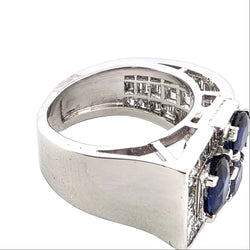 Bague Tank en or blanc, saphirs et diamants - Castafiore