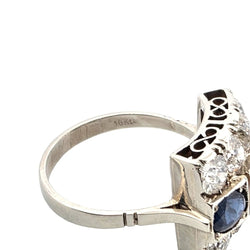 Bague Tank en or blanc, saphirs et diamants - Castafiore