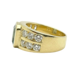 Bague Tank en or jaune, aigue - marine et diamants - Castafiore