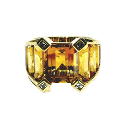 Bague Tank en or jaune, citrines et diamants - Castafiore