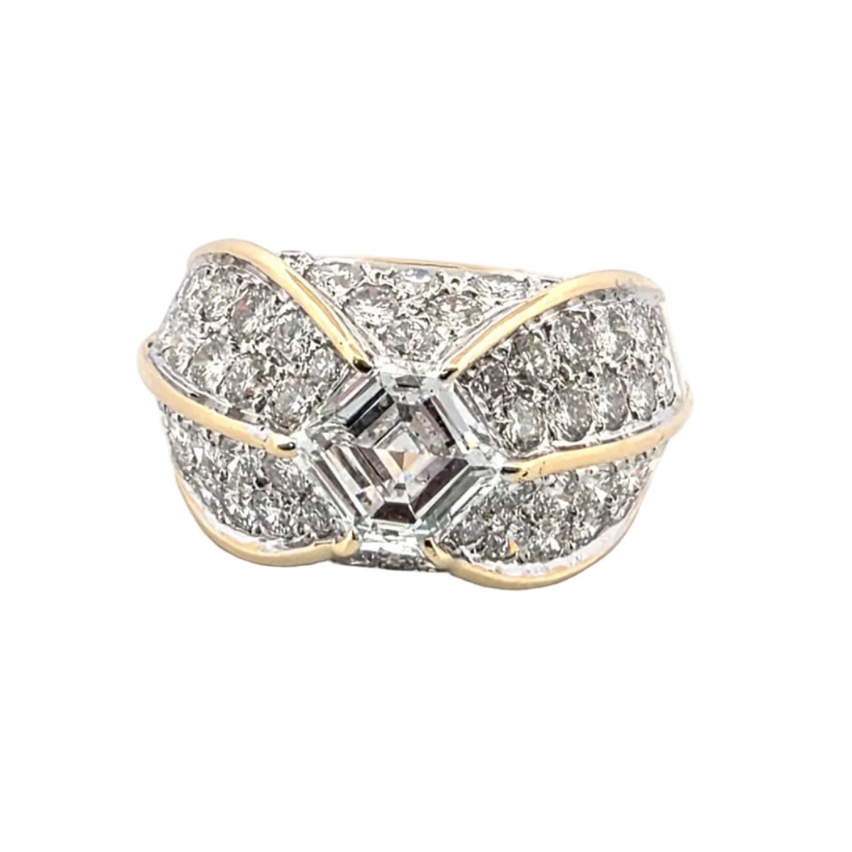 Bague Tank en or jaune et diamants - Castafiore