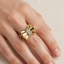 Bague Tank en or jaune et diamants - Castafiore