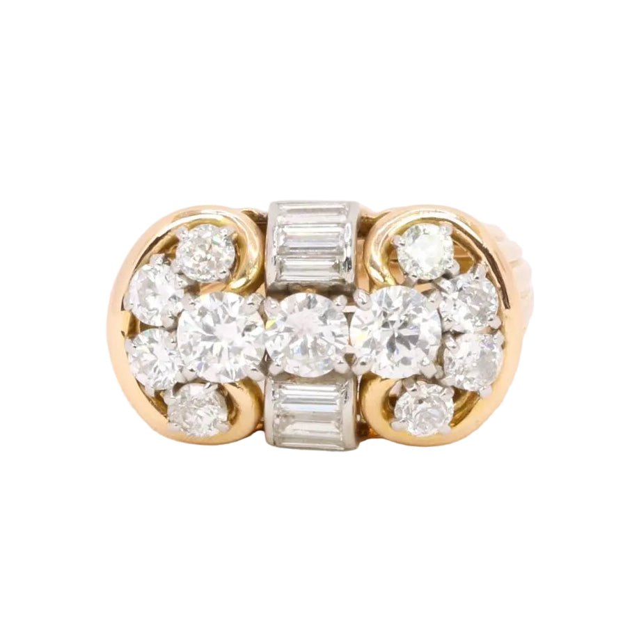 Bague Tank en or jaune et diamants - Castafiore