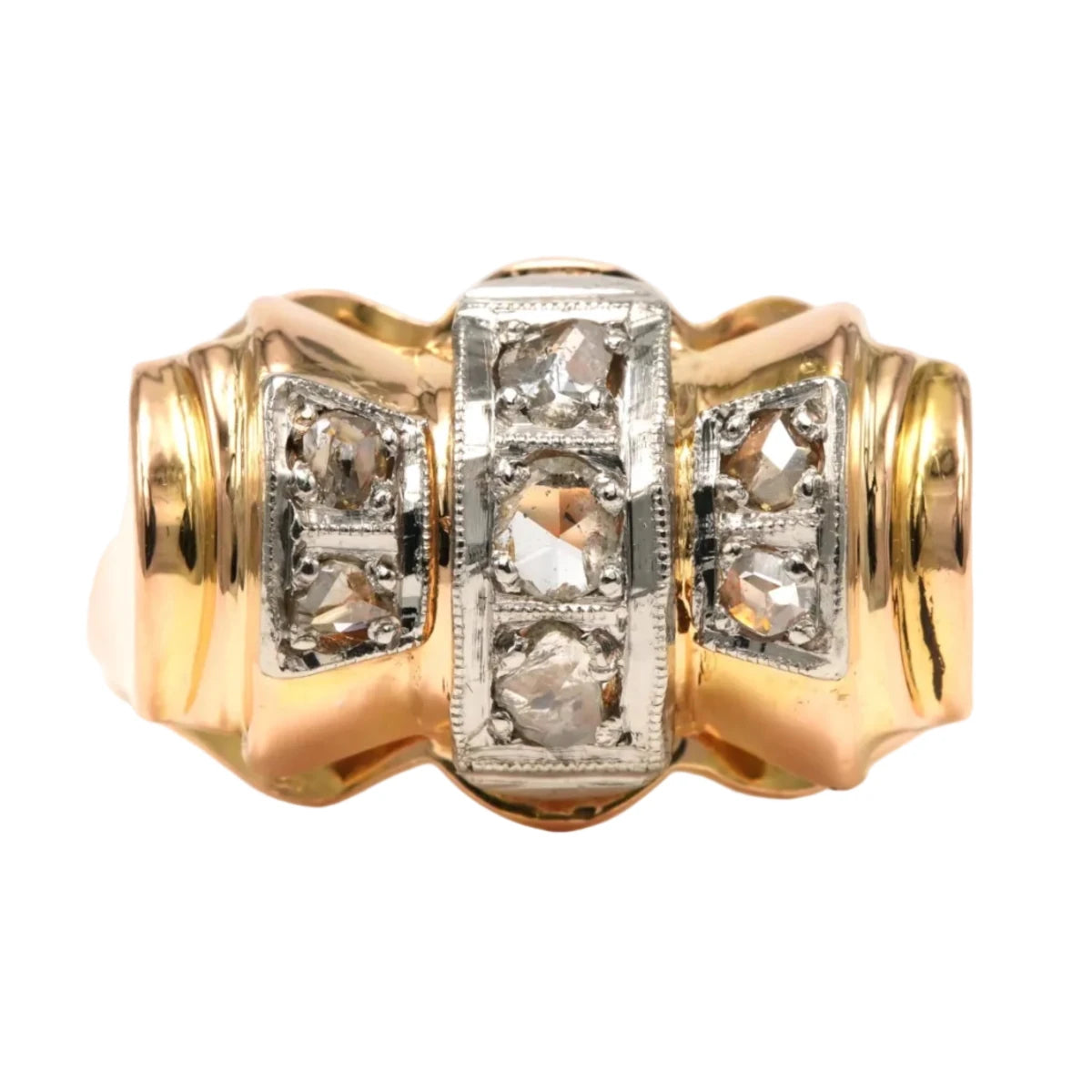 Bague Tank en or jaune et diamants - Castafiore