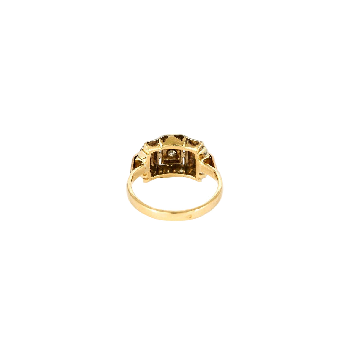 Bague Tank en or jaune et or blanc avec diamant - Castafiore