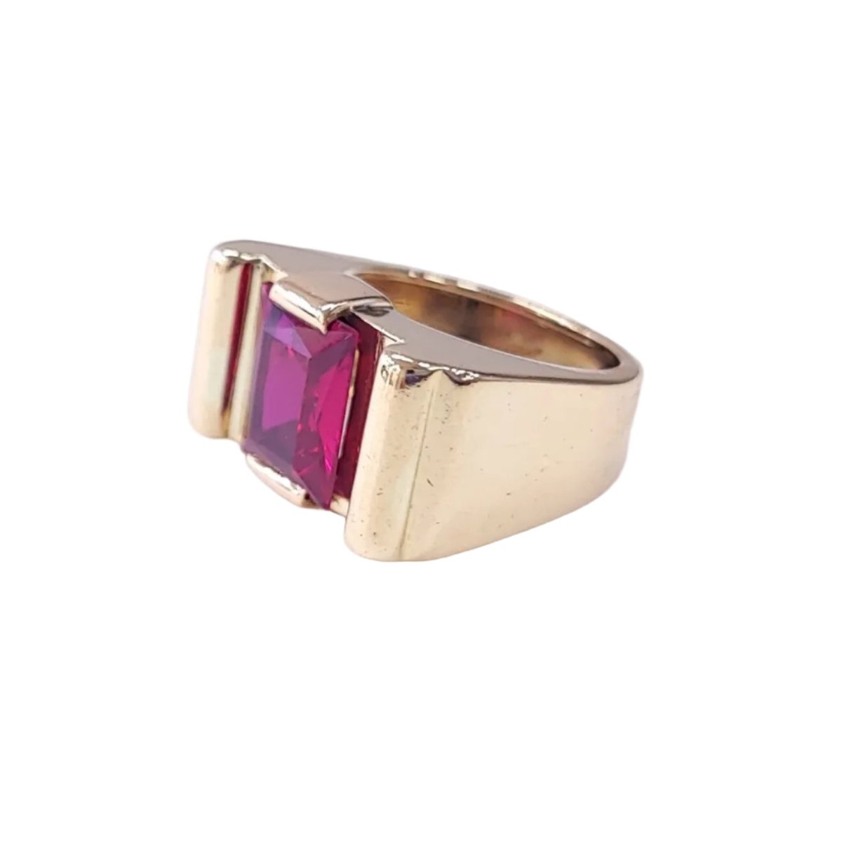 Bague Tank en or jaune et rubis - Castafiore