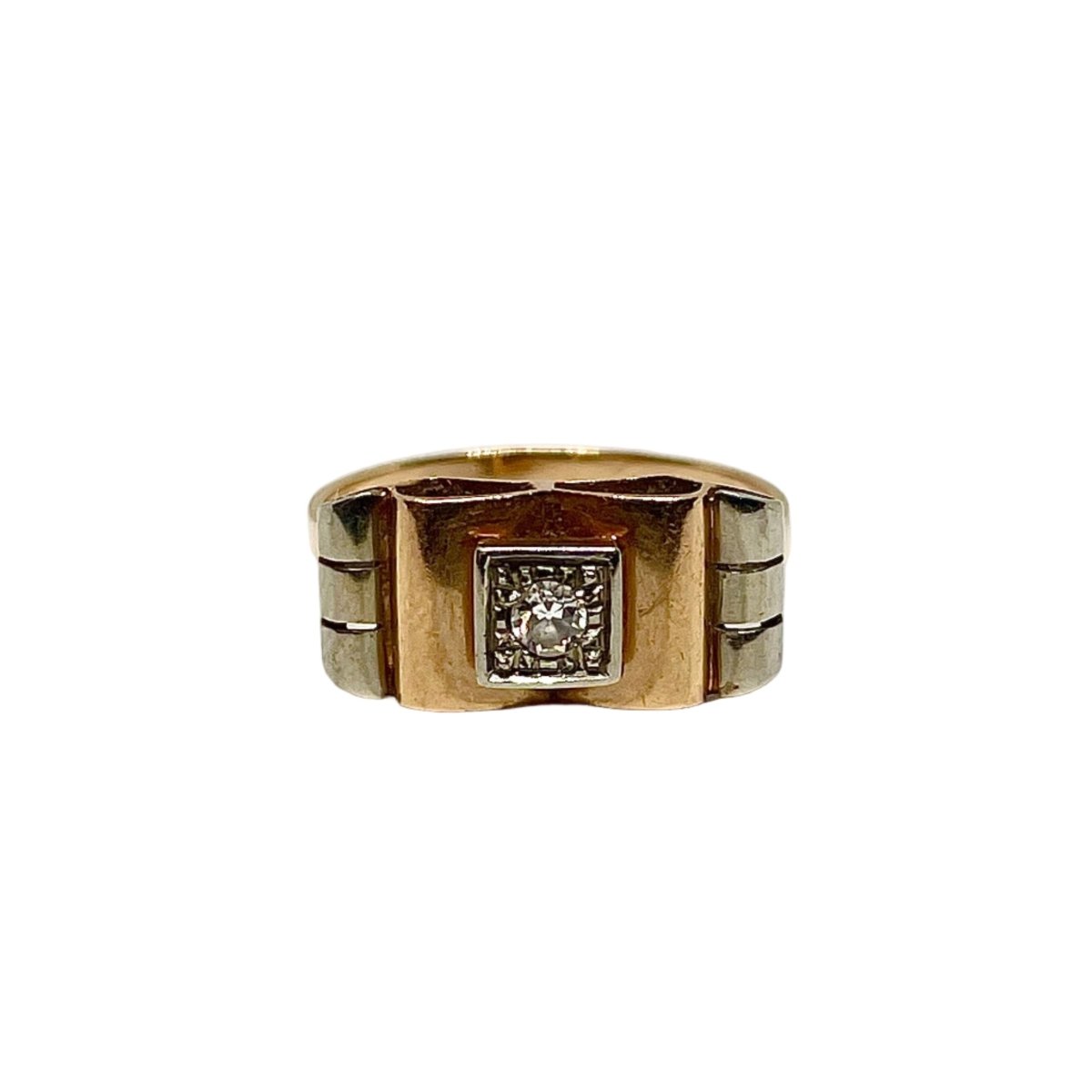 Bague Tank en or jaune, or blanc et diamants - Castafiore
