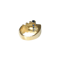 Bague Tank en or jaune, or rose, platine, saphirs et diamants - Castafiore